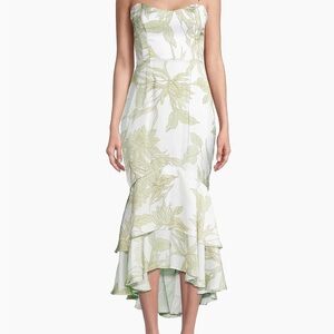 Katie May Cece Strapless White and Green Dress